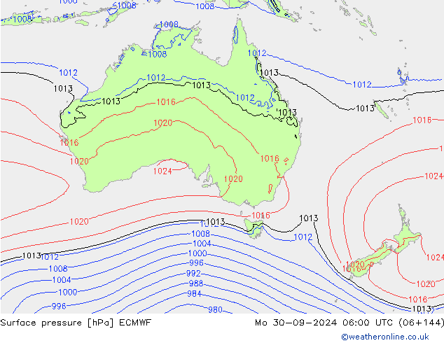 Surface pressure ECMWF Mo 30.09.2024 06 UTC