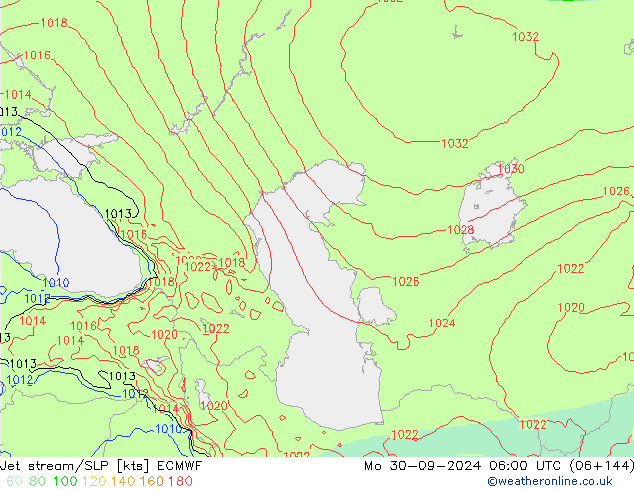 джет/приземное давление ECMWF пн 30.09.2024 06 UTC