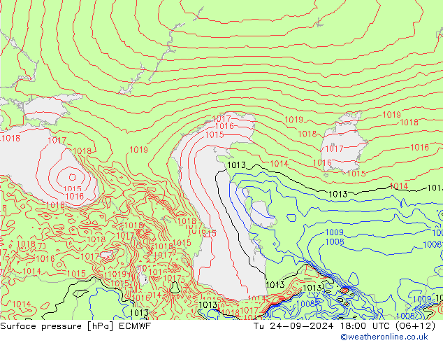 Pressione al suolo ECMWF mar 24.09.2024 18 UTC