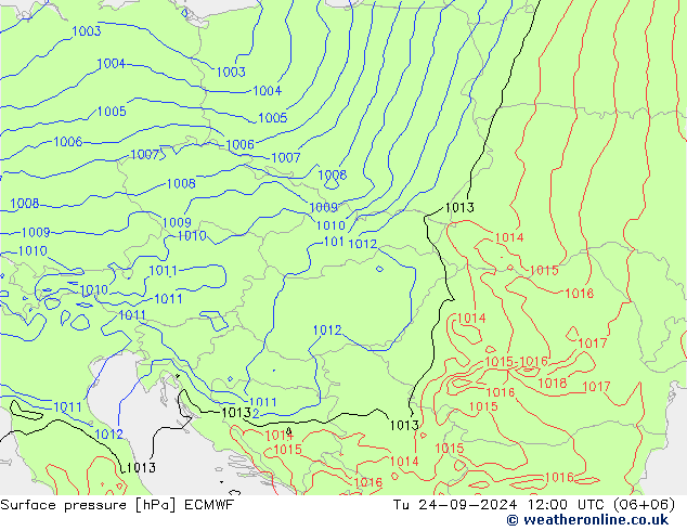 Surface pressure ECMWF Tu 24.09.2024 12 UTC