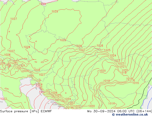 pressão do solo ECMWF Seg 30.09.2024 06 UTC