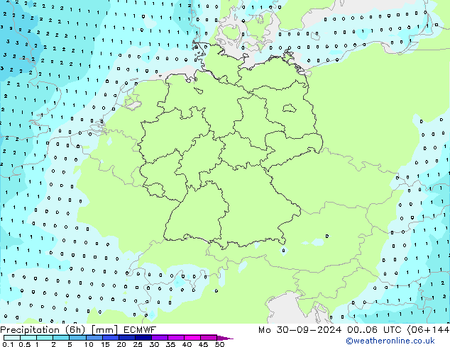 opad (6h) ECMWF pon. 30.09.2024 06 UTC