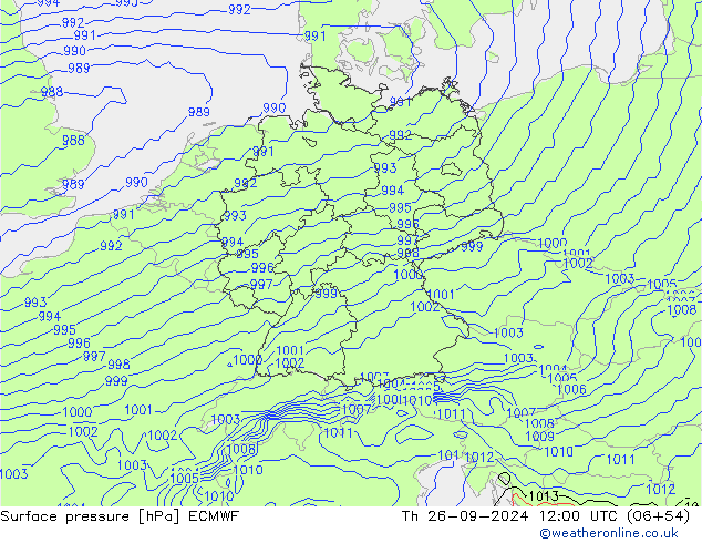 Presión superficial ECMWF jue 26.09.2024 12 UTC