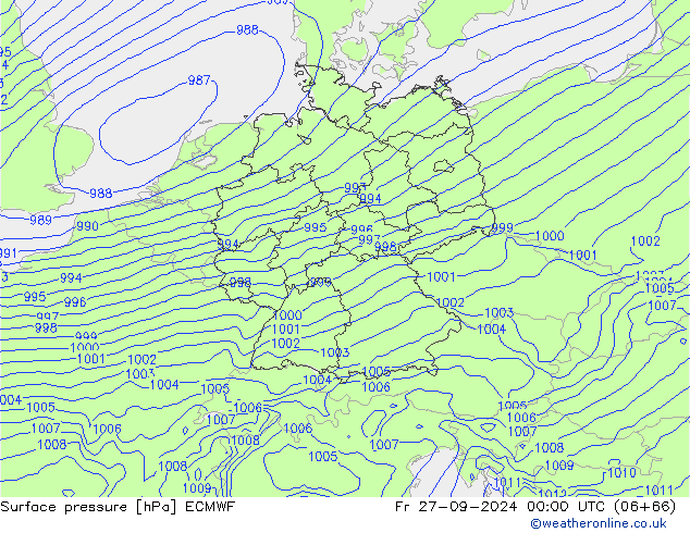 pressão do solo ECMWF Sex 27.09.2024 00 UTC