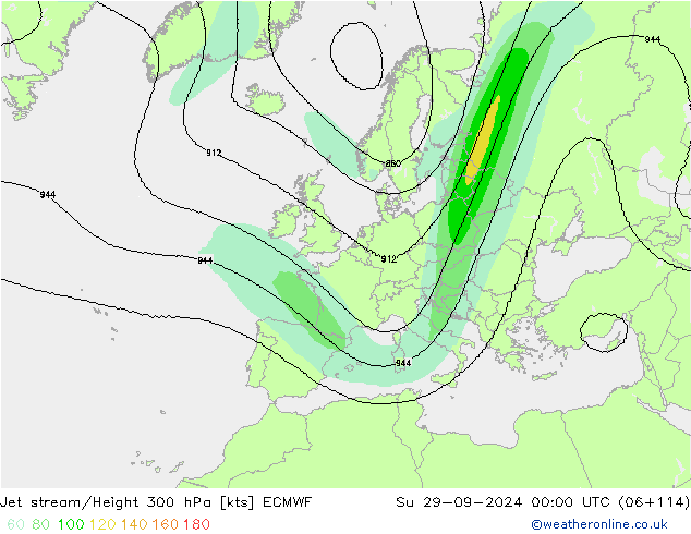 Jet stream/Height 300 hPa ECMWF Su 29.09.2024 00 UTC