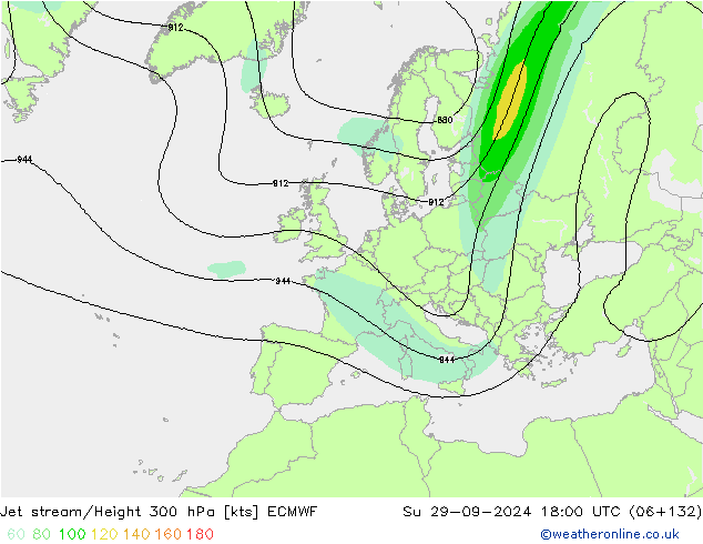 Jet stream/Height 300 hPa ECMWF Ne 29.09.2024 18 UTC