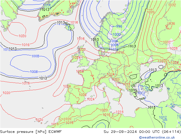 pression de l'air ECMWF dim 29.09.2024 00 UTC