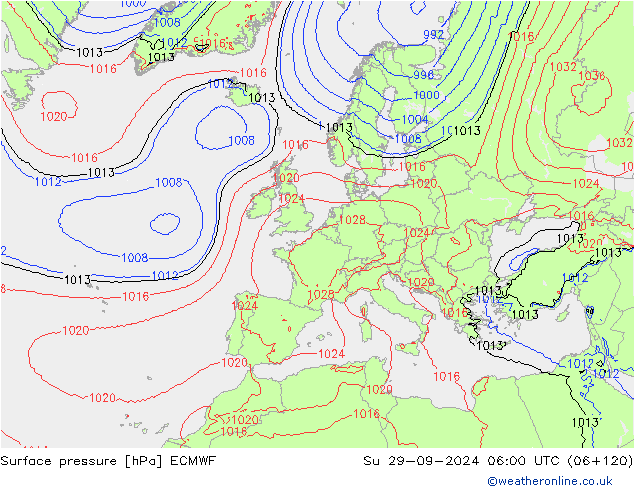 Yer basıncı ECMWF Paz 29.09.2024 06 UTC