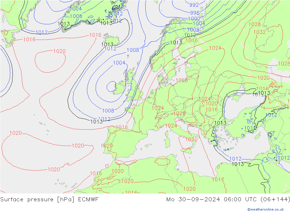 Surface pressure ECMWF Mo 30.09.2024 06 UTC