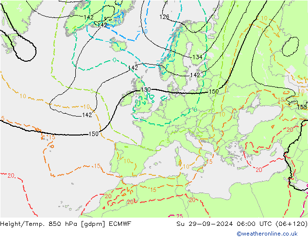 Height/Temp. 850 hPa ECMWF dom 29.09.2024 06 UTC