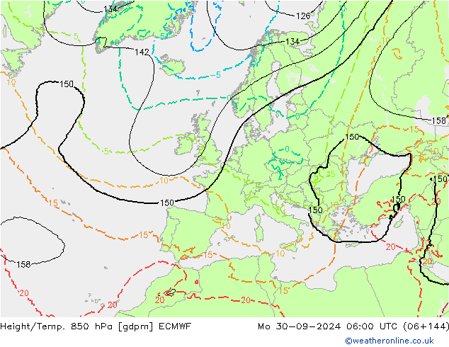 Géop./Temp. 850 hPa ECMWF lun 30.09.2024 06 UTC