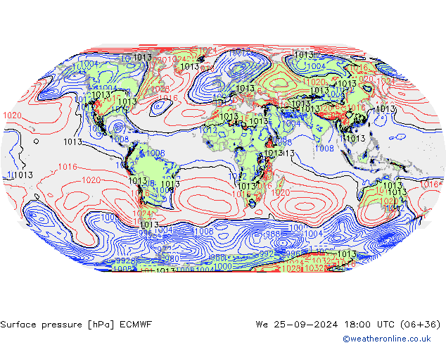 Surface pressure ECMWF We 25.09.2024 18 UTC