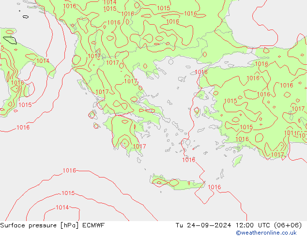 Surface pressure ECMWF Tu 24.09.2024 12 UTC