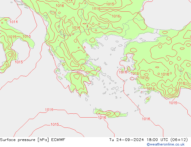 Pressione al suolo ECMWF mar 24.09.2024 18 UTC