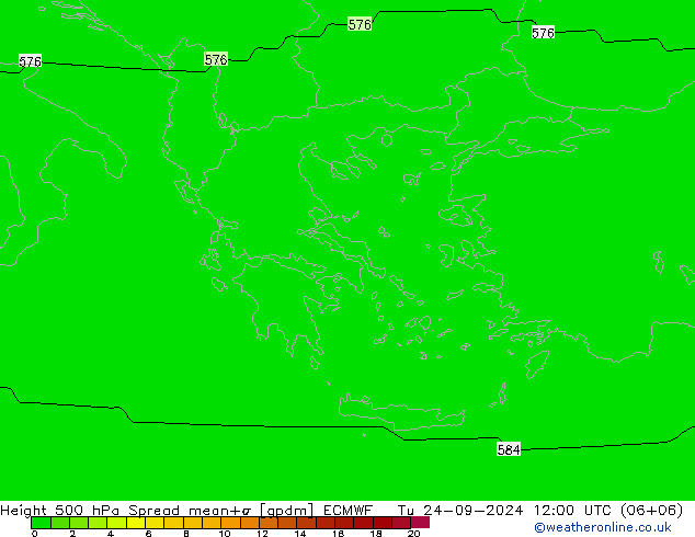 Height 500 hPa Spread ECMWF Tu 24.09.2024 12 UTC