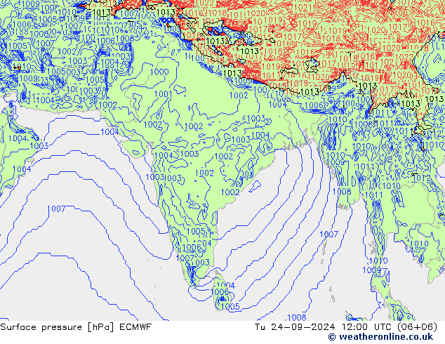 ciśnienie ECMWF wto. 24.09.2024 12 UTC