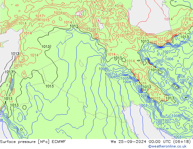 pressão do solo ECMWF Qua 25.09.2024 00 UTC