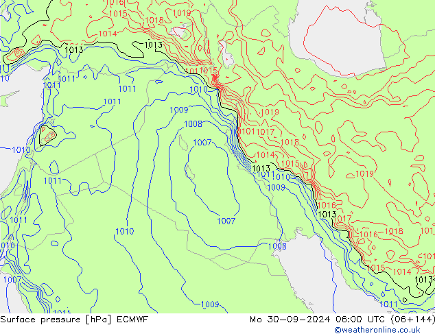 Atmosférický tlak ECMWF Po 30.09.2024 06 UTC