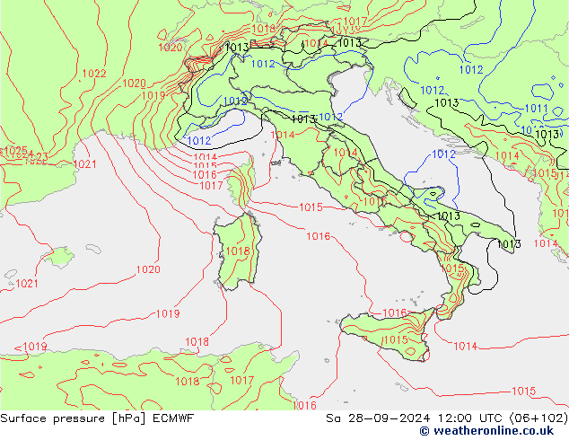 Surface pressure ECMWF Sa 28.09.2024 12 UTC