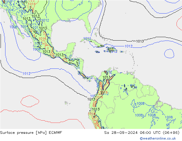 pressão do solo ECMWF Sáb 28.09.2024 06 UTC