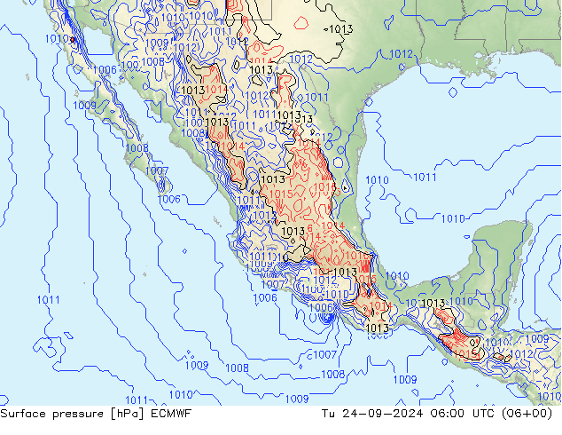 Yer basıncı ECMWF Sa 24.09.2024 06 UTC