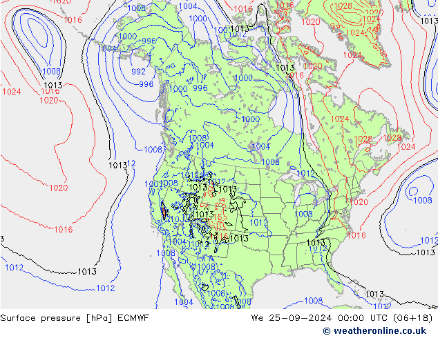 pressão do solo ECMWF Qua 25.09.2024 00 UTC