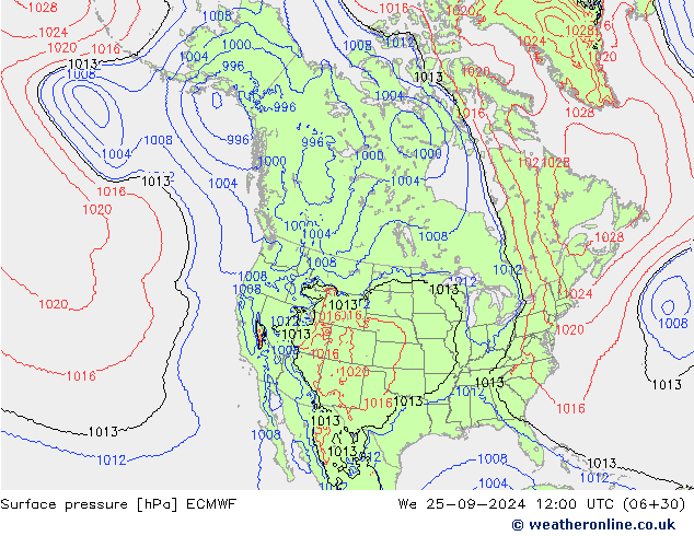 ciśnienie ECMWF śro. 25.09.2024 12 UTC