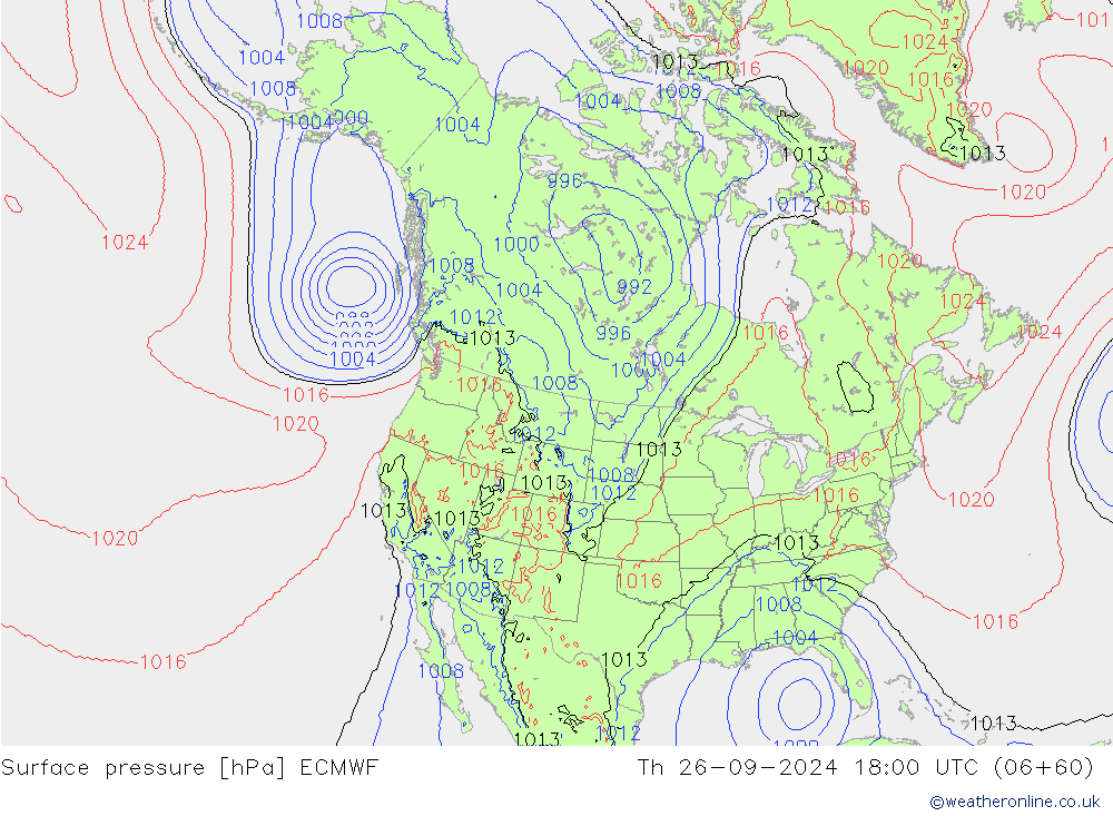 Pressione al suolo ECMWF gio 26.09.2024 18 UTC