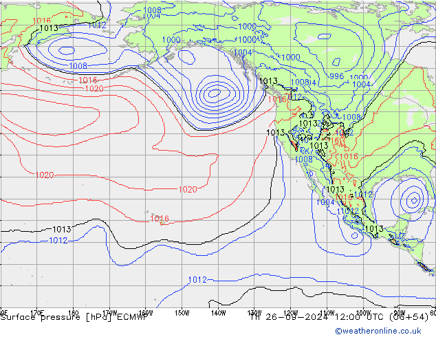 Surface pressure ECMWF Th 26.09.2024 12 UTC