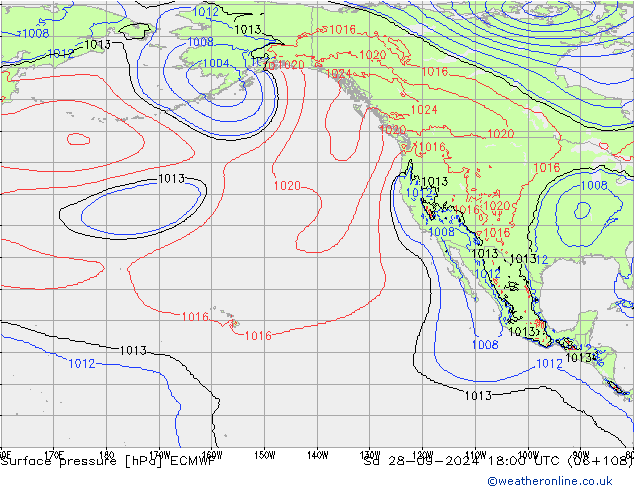 приземное давление ECMWF сб 28.09.2024 18 UTC