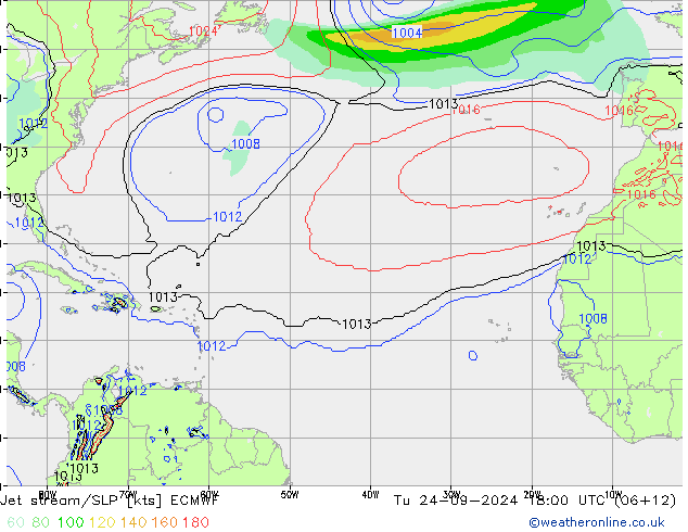 Jet stream/SLP ECMWF Tu 24.09.2024 18 UTC