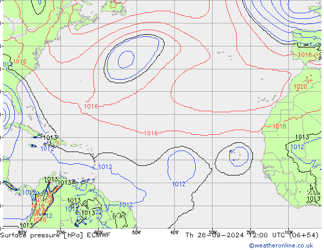 Surface pressure ECMWF Th 26.09.2024 12 UTC