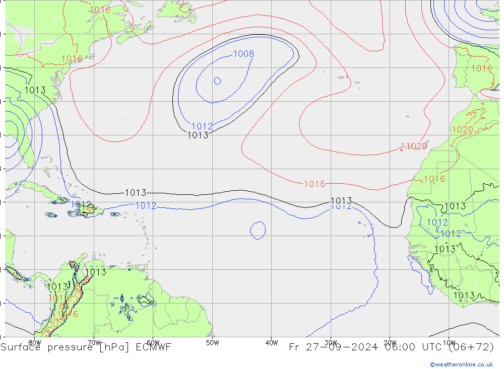 Surface pressure ECMWF Fr 27.09.2024 06 UTC