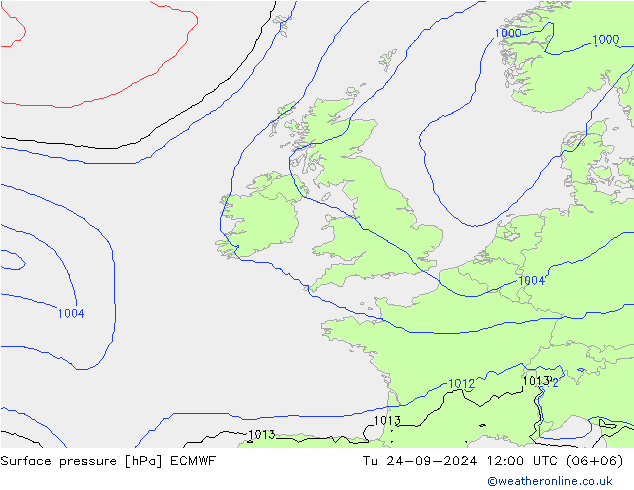 Surface pressure ECMWF Tu 24.09.2024 12 UTC