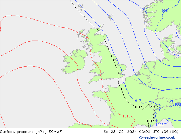 Surface pressure ECMWF Sa 28.09.2024 00 UTC