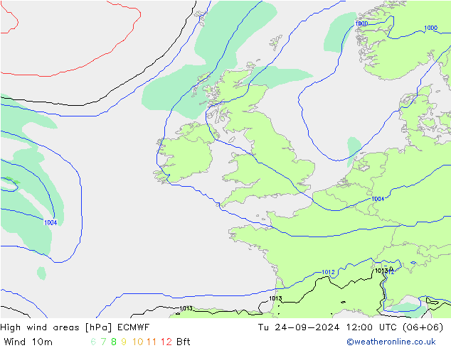 High wind areas ECMWF mar 24.09.2024 12 UTC