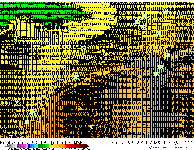 Geop./Temp. 925 hPa ECMWF lun 30.09.2024 06 UTC