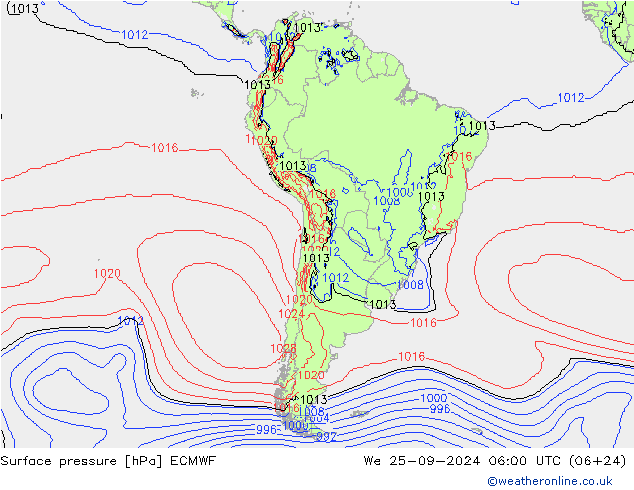 Luchtdruk (Grond) ECMWF wo 25.09.2024 06 UTC