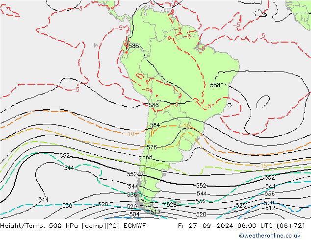 Height/Temp. 500 hPa ECMWF Fr 27.09.2024 06 UTC