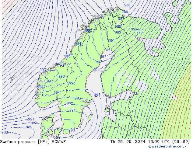 pressão do solo ECMWF Qui 26.09.2024 18 UTC