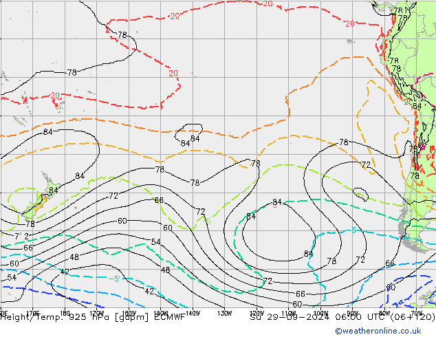 Height/Temp. 925 hPa ECMWF dom 29.09.2024 06 UTC