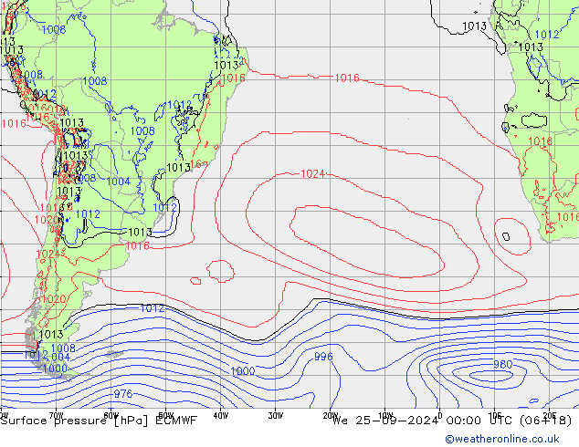 Yer basıncı ECMWF Çar 25.09.2024 00 UTC