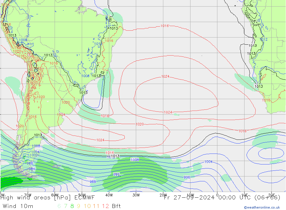 High wind areas ECMWF ven 27.09.2024 00 UTC