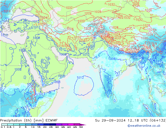 Precipitación (6h) ECMWF dom 29.09.2024 18 UTC