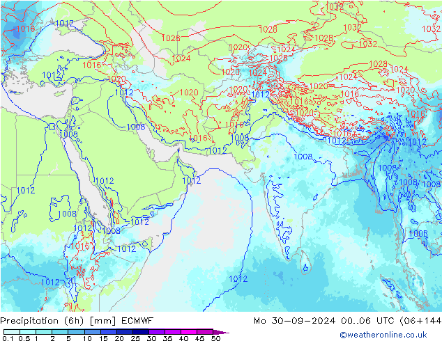 Precipitazione (6h) ECMWF lun 30.09.2024 06 UTC