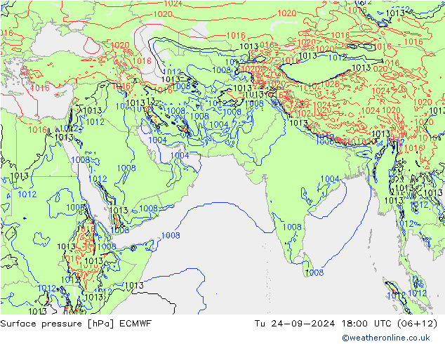 ciśnienie ECMWF wto. 24.09.2024 18 UTC