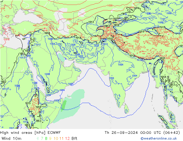 Izotacha ECMWF czw. 26.09.2024 00 UTC