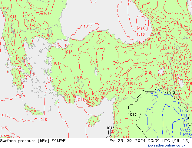 приземное давление ECMWF ср 25.09.2024 00 UTC