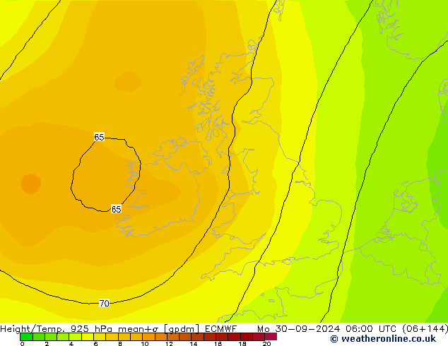 Height/Temp. 925 hPa ECMWF lun 30.09.2024 06 UTC