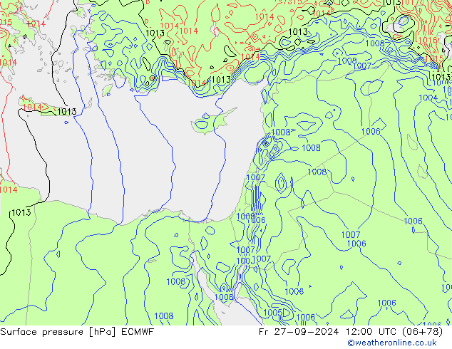 Atmosférický tlak ECMWF Pá 27.09.2024 12 UTC